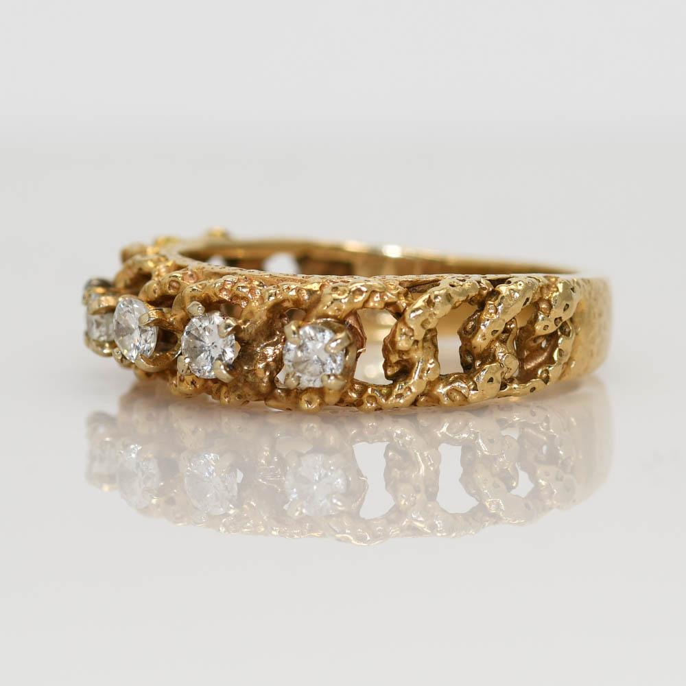 14K Yellow Gold Diamond Ring .50tdw, 6.6gr In Excellent Condition In Laguna Beach, CA