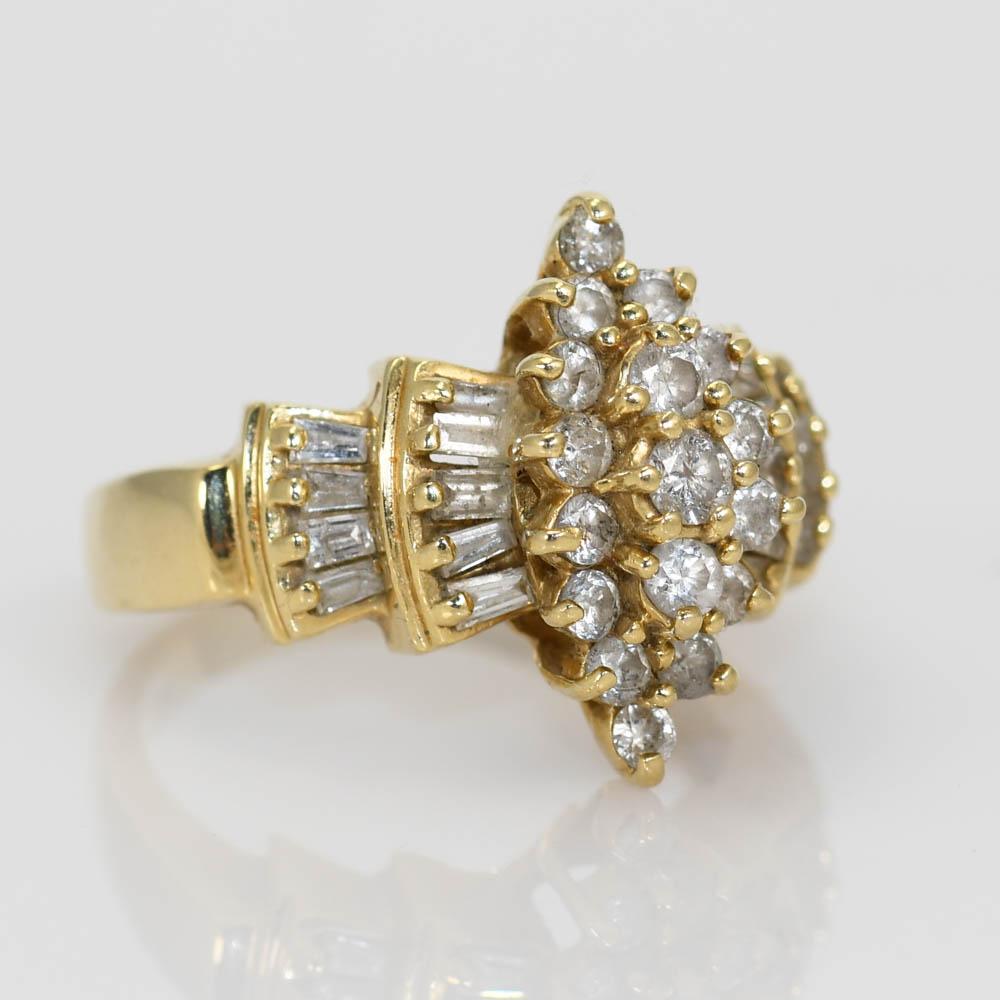 Brilliant Cut 14k Yellow Gold Diamond Ring .85tdw 6.5gr For Sale