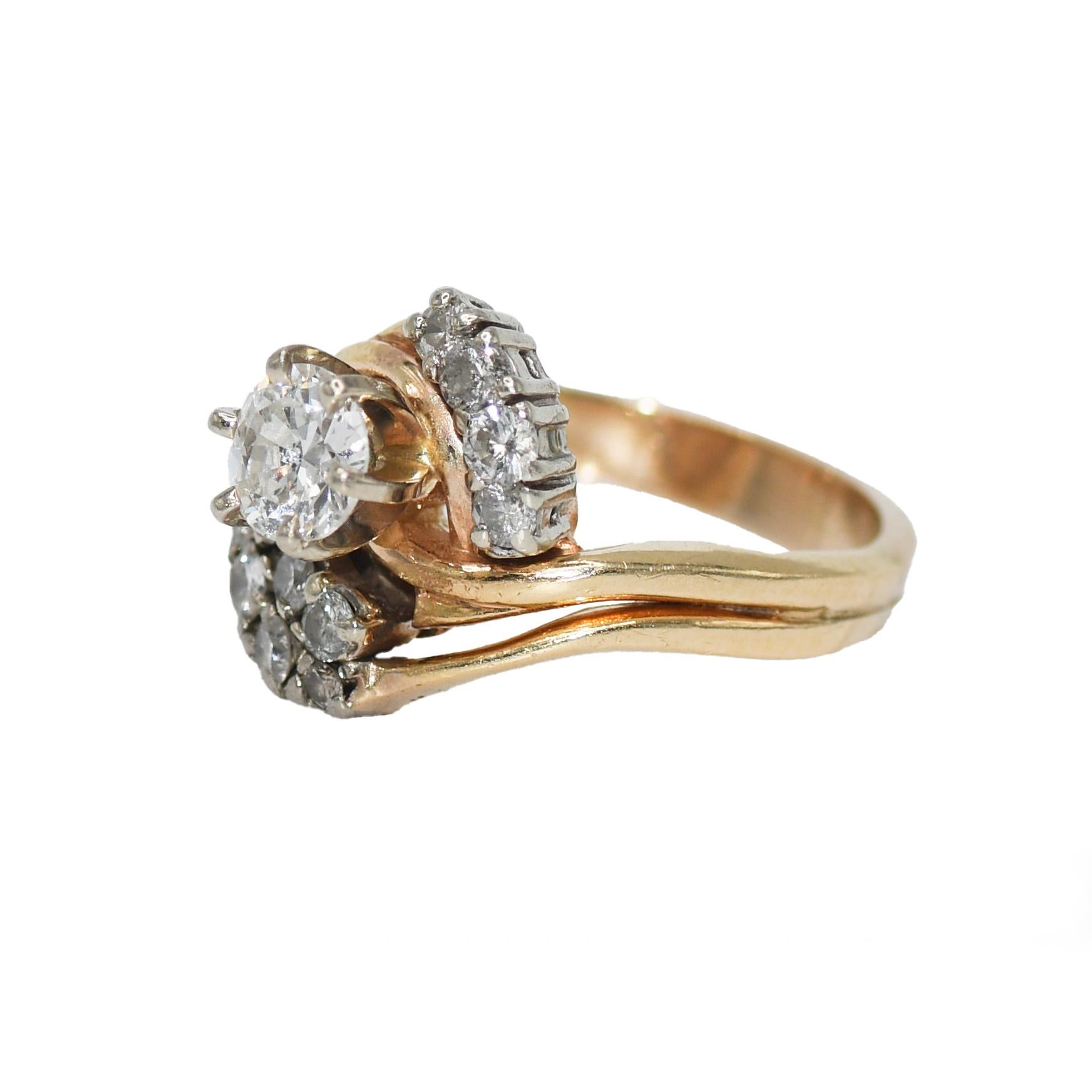 Women's or Men's 14K Yellow Gold Diamond Ring .90tdw, 6.8gr For Sale