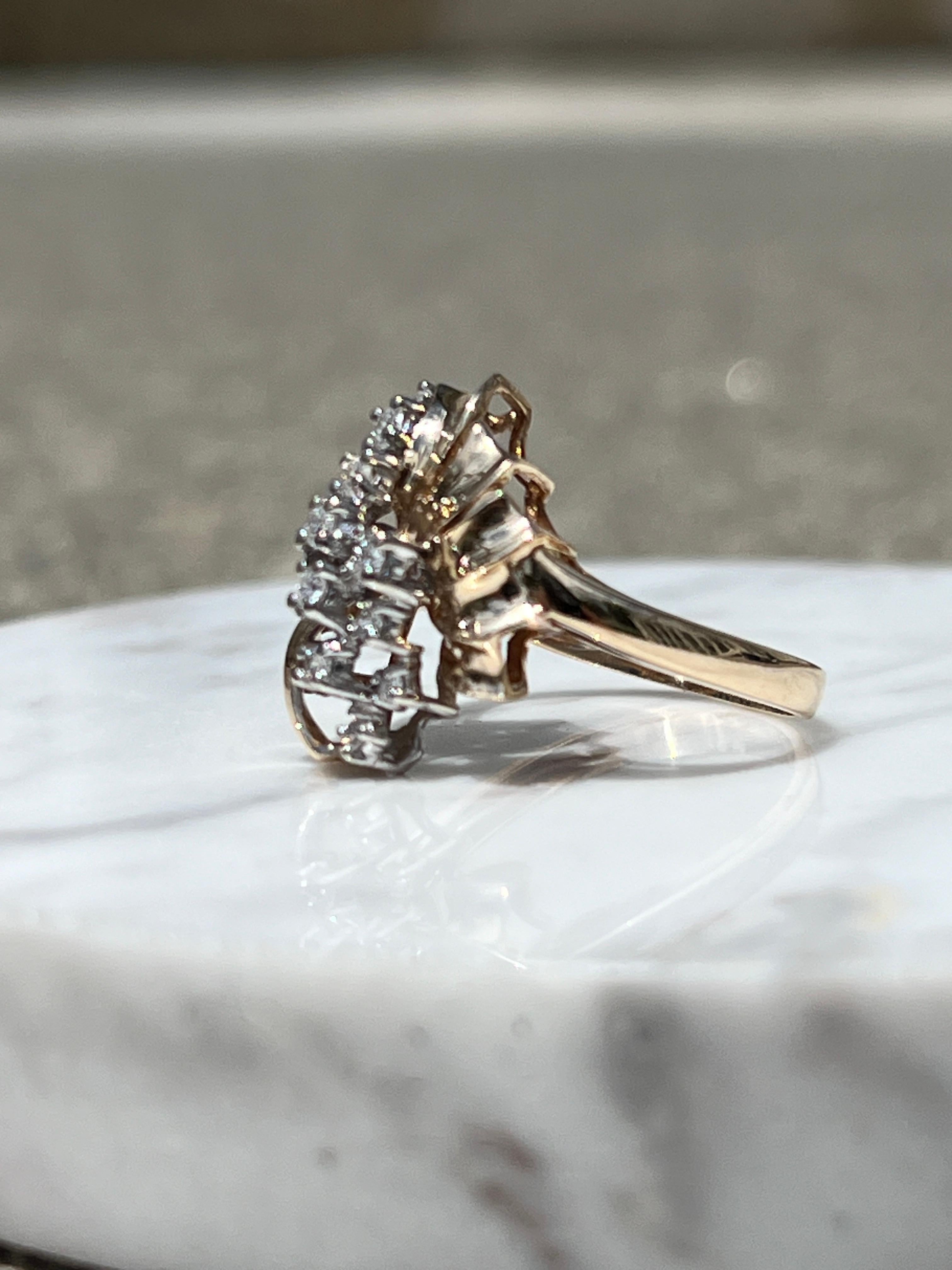 14k Gelbgold Diamantring im Zustand „Gut“ in Towson, MD