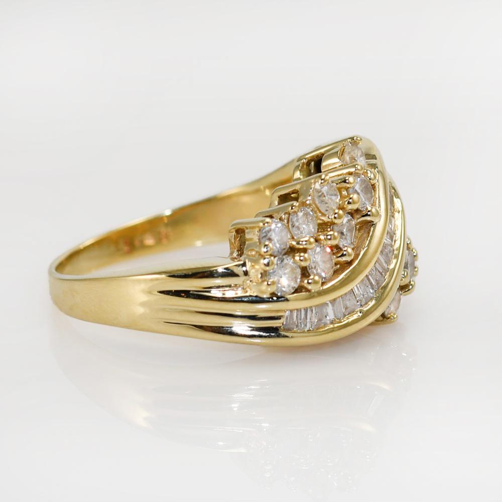 14k yellow gold diamond ring. For Sale 1