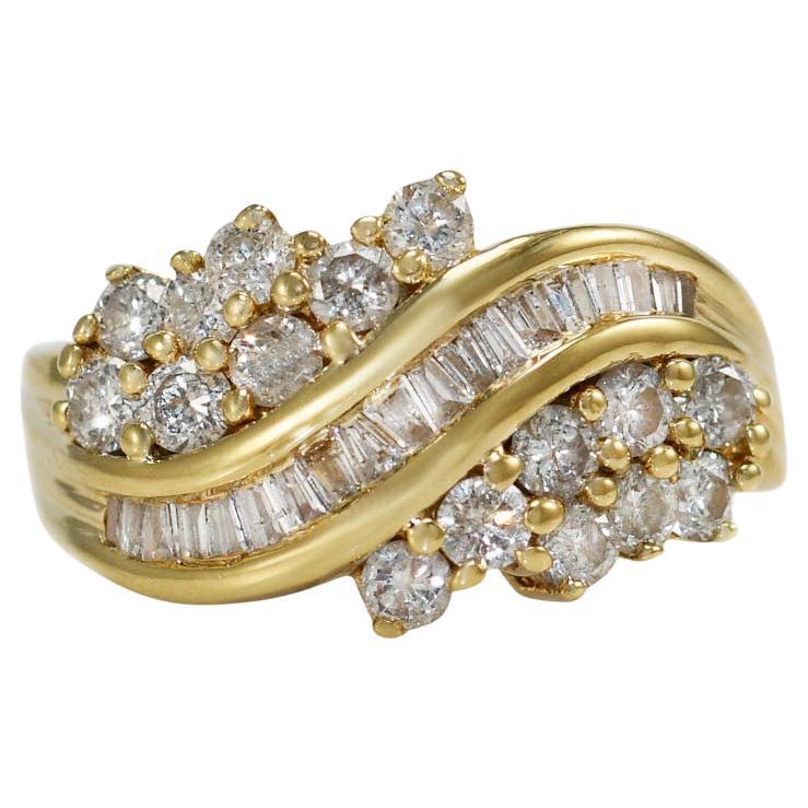 Diamantring aus 14k Gelbgold. im Angebot