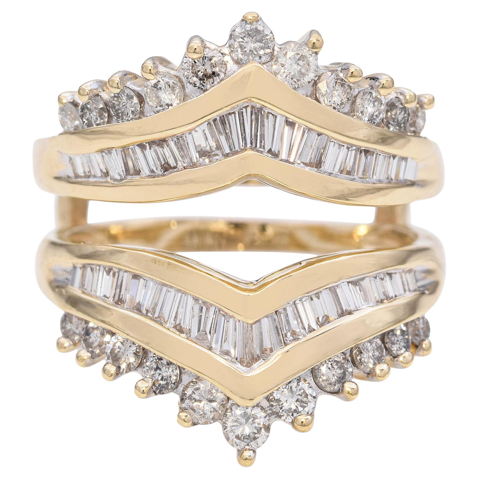 14k Yellow Gold Diamond Ring Guard