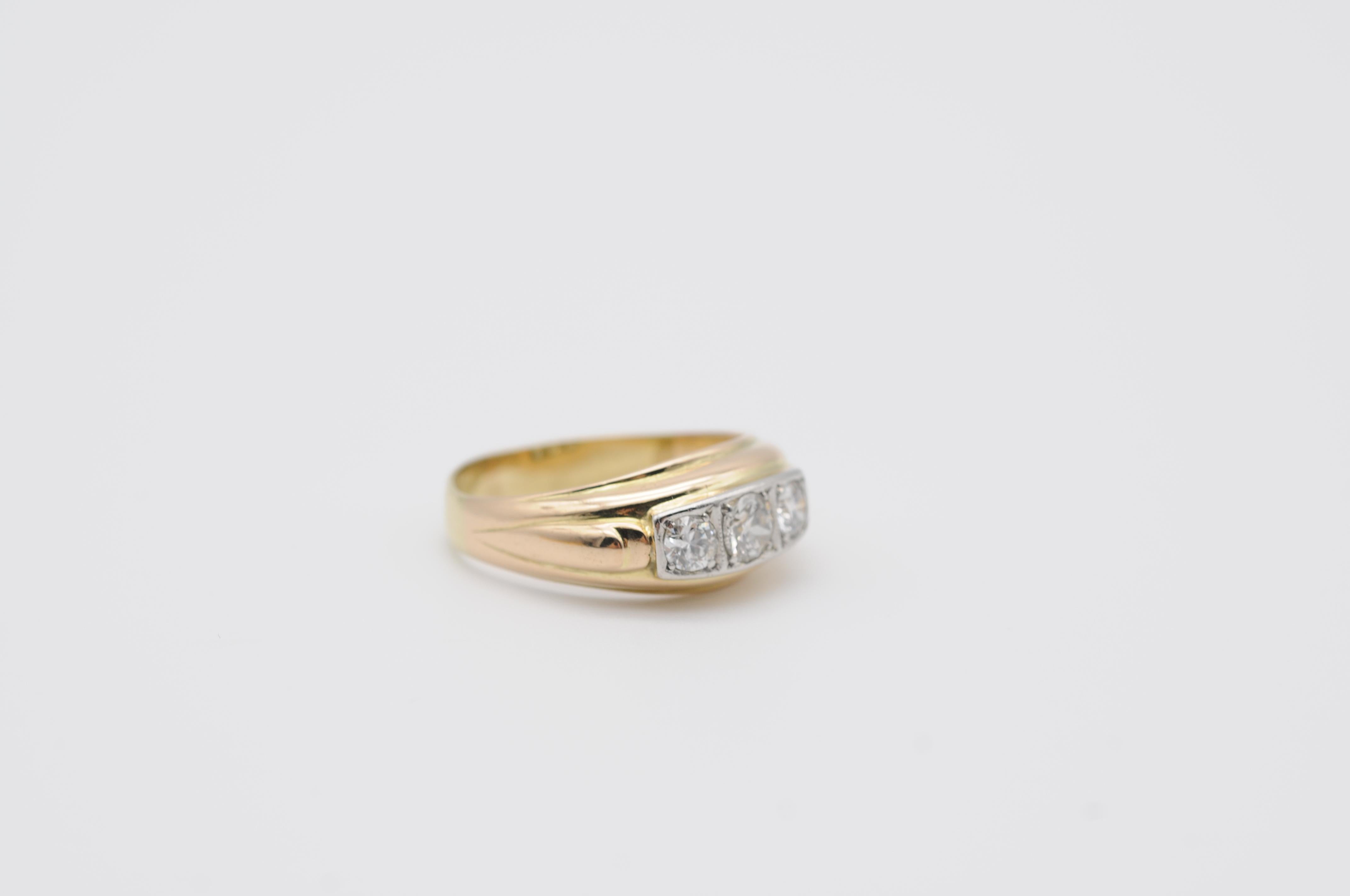 14k Gelbgold Diamant-Ring mit 0,70 Karat (Brillantschliff) im Angebot