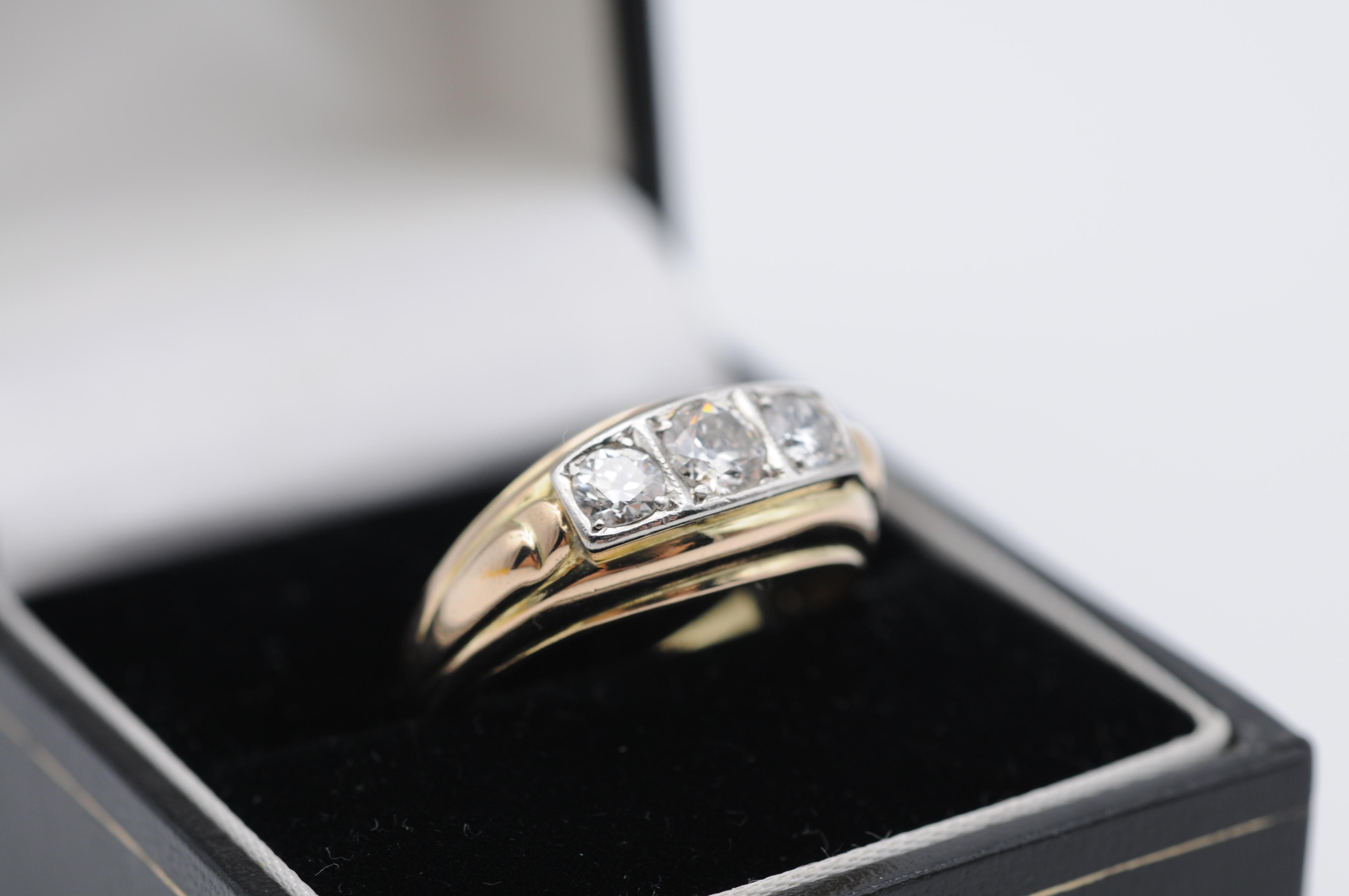 14k Gelbgold Diamant-Ring mit 0,70 Karat im Angebot 3