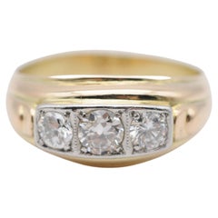 Retro 14k Yellow Gold Diamond Band Ring of 0.70 Carat