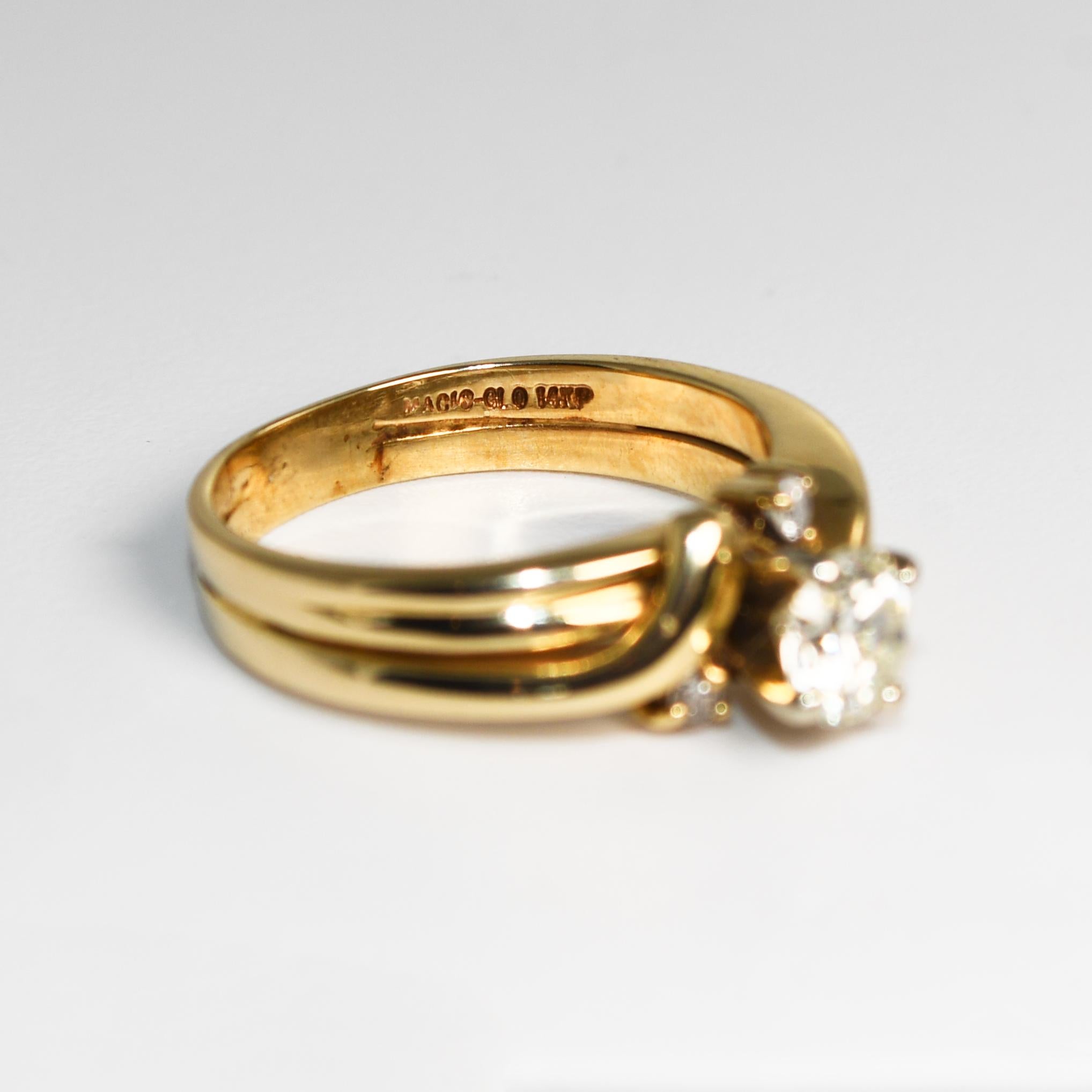 Bague en or jaune 14K avec diamant et anneau en vente 2