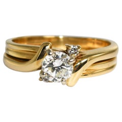Anello con diamante in oro giallo 14K e fascia
