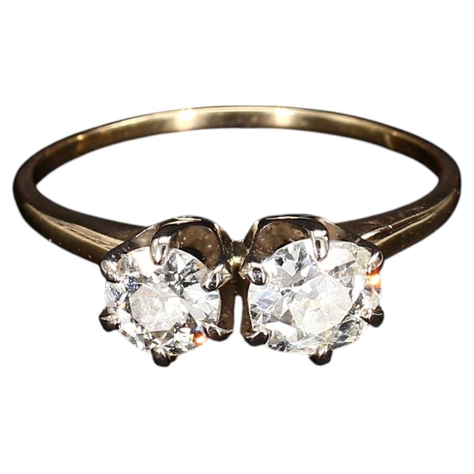 14k Yellow Gold Diamond Ring with Two Round Diamonds (~1.7ctw) - Size 11.75