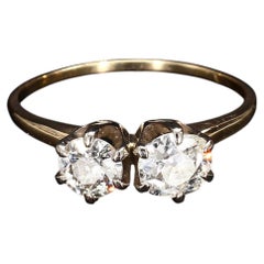 14k Yellow Gold Diamond Ring with Two Round Diamonds (~1.7ctw) - Size 11.75