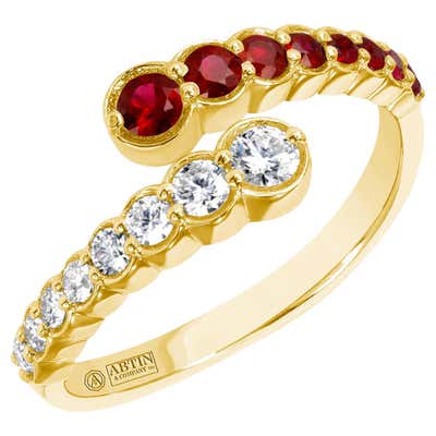 Bezel-Set Ruby and Diamond Yellow Gold/White Gold Ring at 1stDibs ...