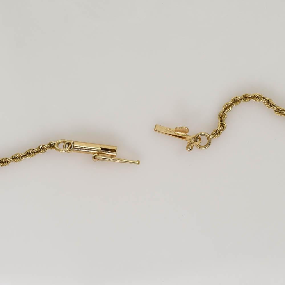 Collana con ciondolo a cuore in oro giallo 14k con diamanti e rubini, 9g in vendita 3
