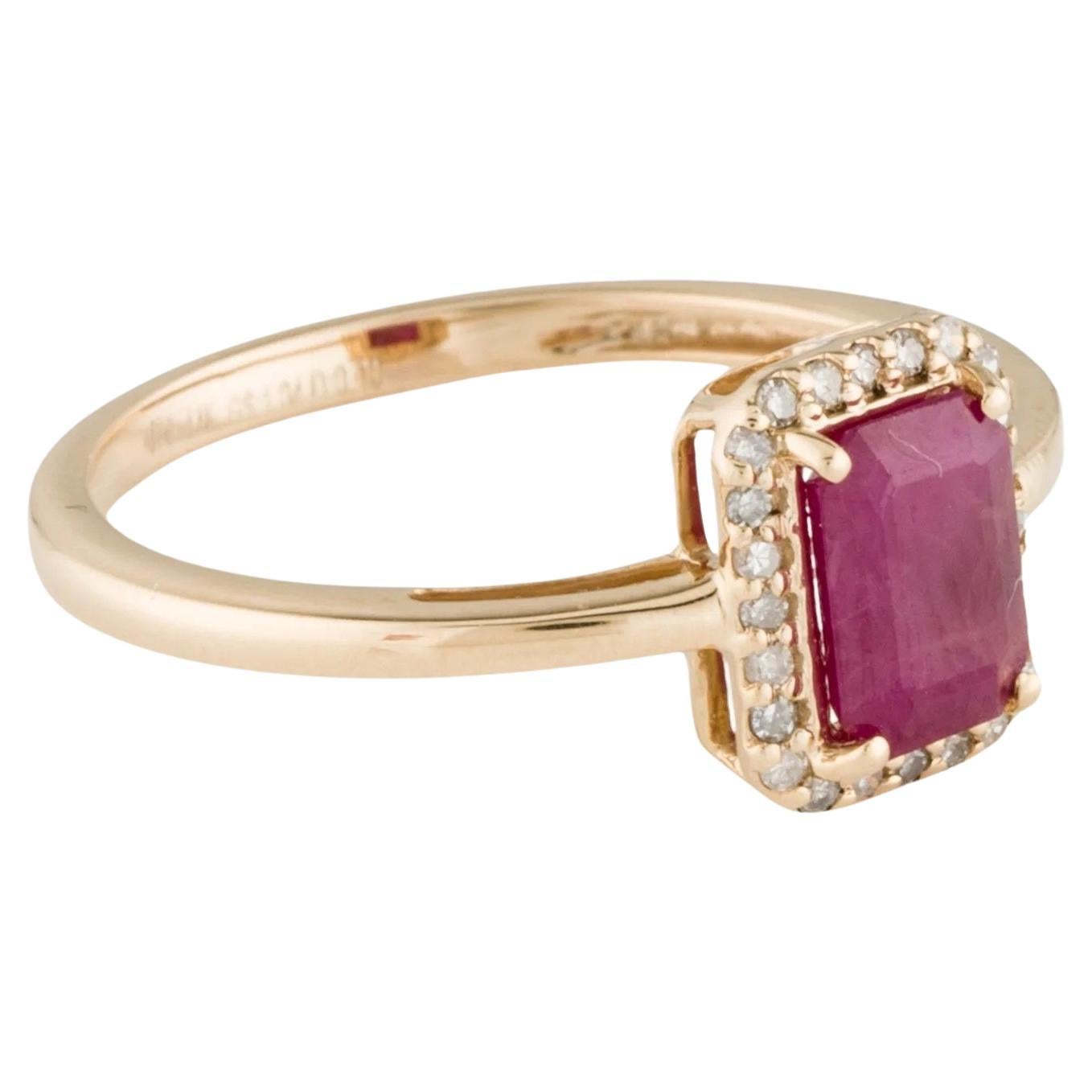14K Yellow Gold Diamond & Ruby Ring: Timeless Elegance & Brilliance For Sale
