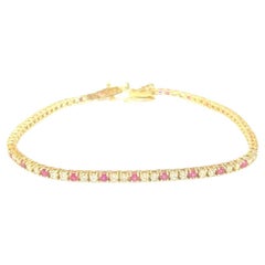 14K Gelbgold Diamant & Rubin Tennisarmband 2,36 Karat
