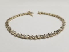 Pulsera de tenis estilo S con diamantes de oro amarillo de 14 quilates de 0,75 ctw