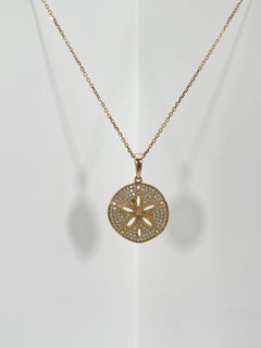 14K Yellow Gold Diamond Sand Dollar Pendant Necklace