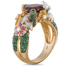 14K Yellow Gold Diamond, Sapphire, and Rubellite Ring MF12-021926