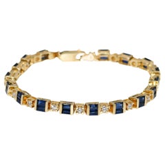 14K Gelbgold Diamant-Saphir-Armband, 18,5g