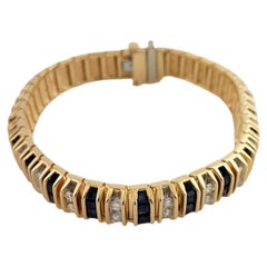 14k Yellow Gold Diamond Sapphire Bracelet