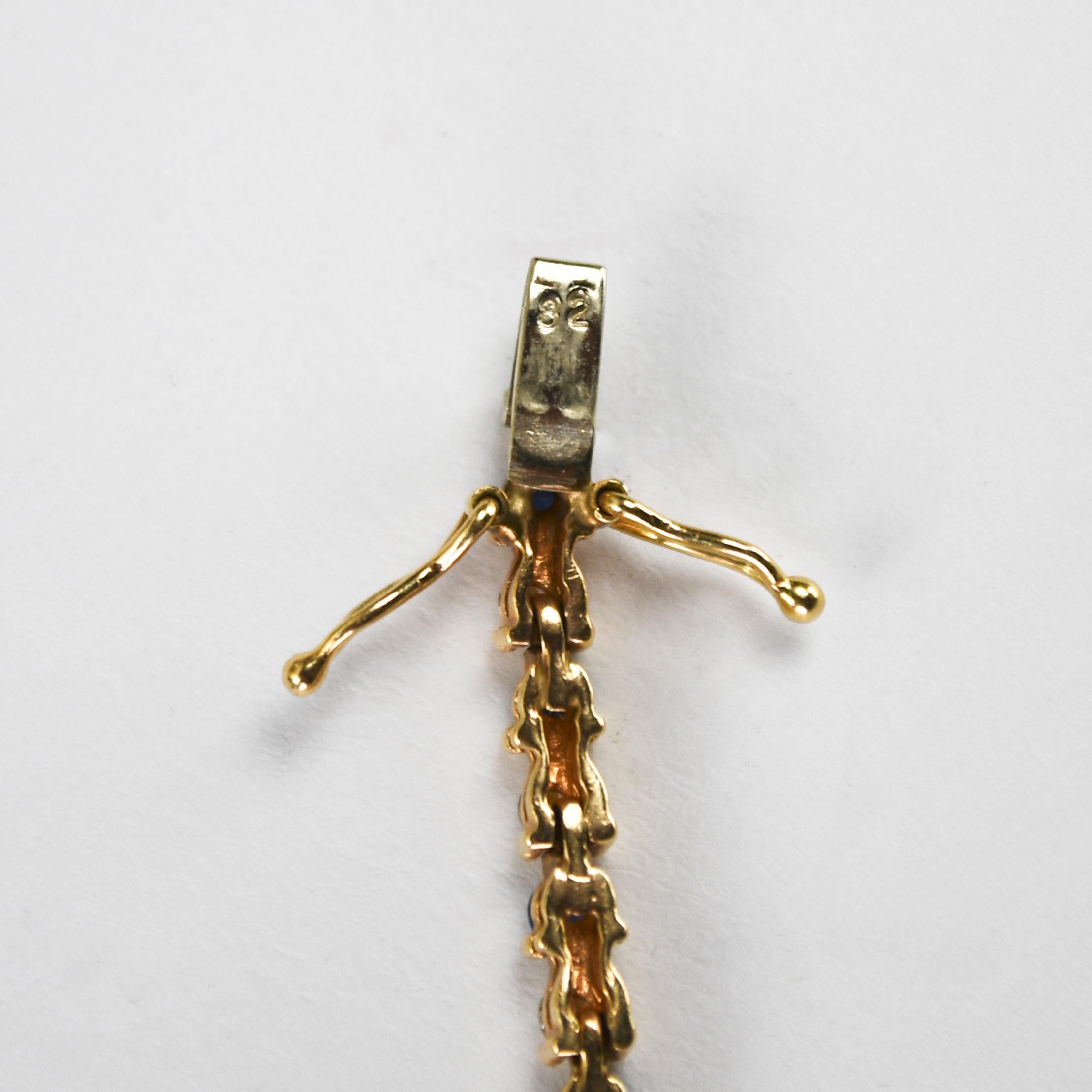 14K Gelbgold Diamant & Saphir Tennisarmband 9.6g im Angebot 2