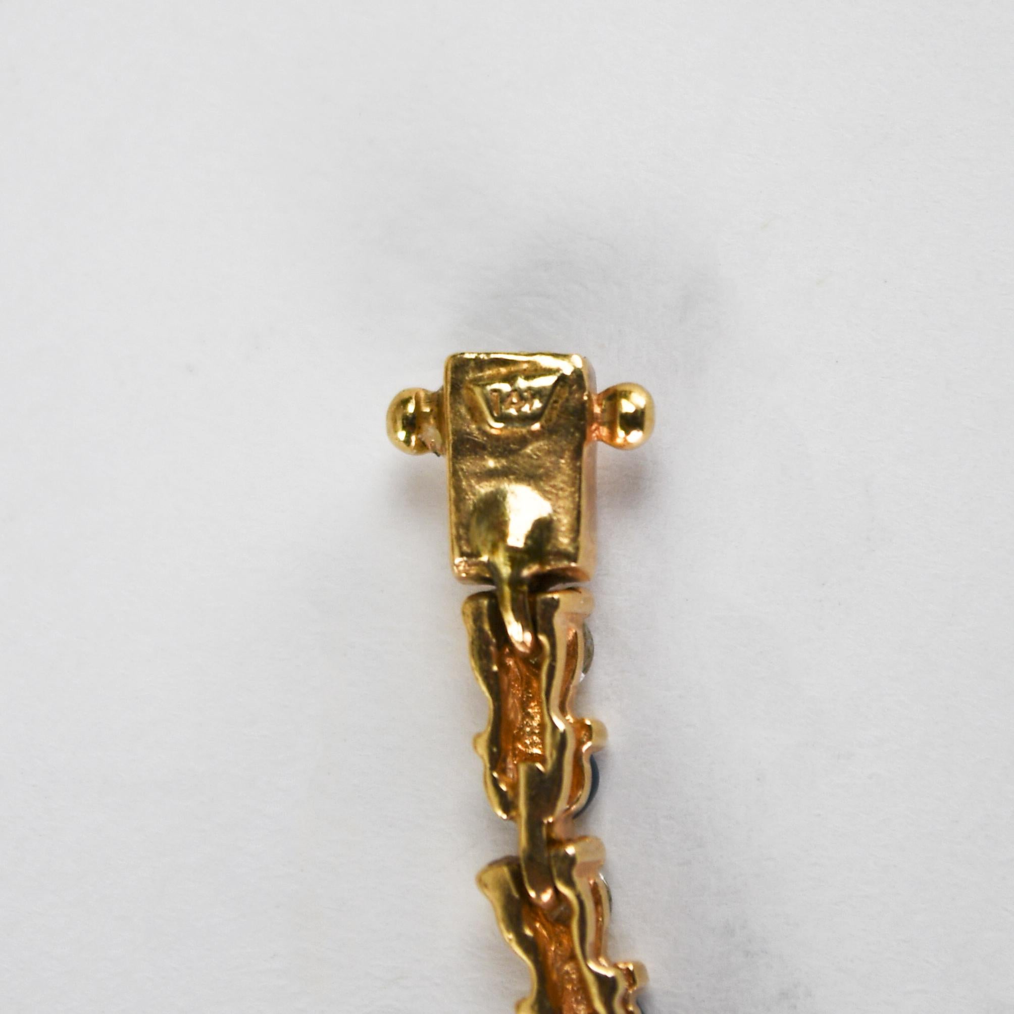 14K Gelbgold Diamant & Saphir Tennisarmband 9.6g im Angebot 3