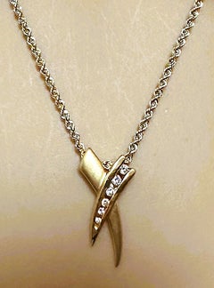 14k Yellow Gold Diamond Slide Love Pendant with 14k Gold Chain 18" - Stamped