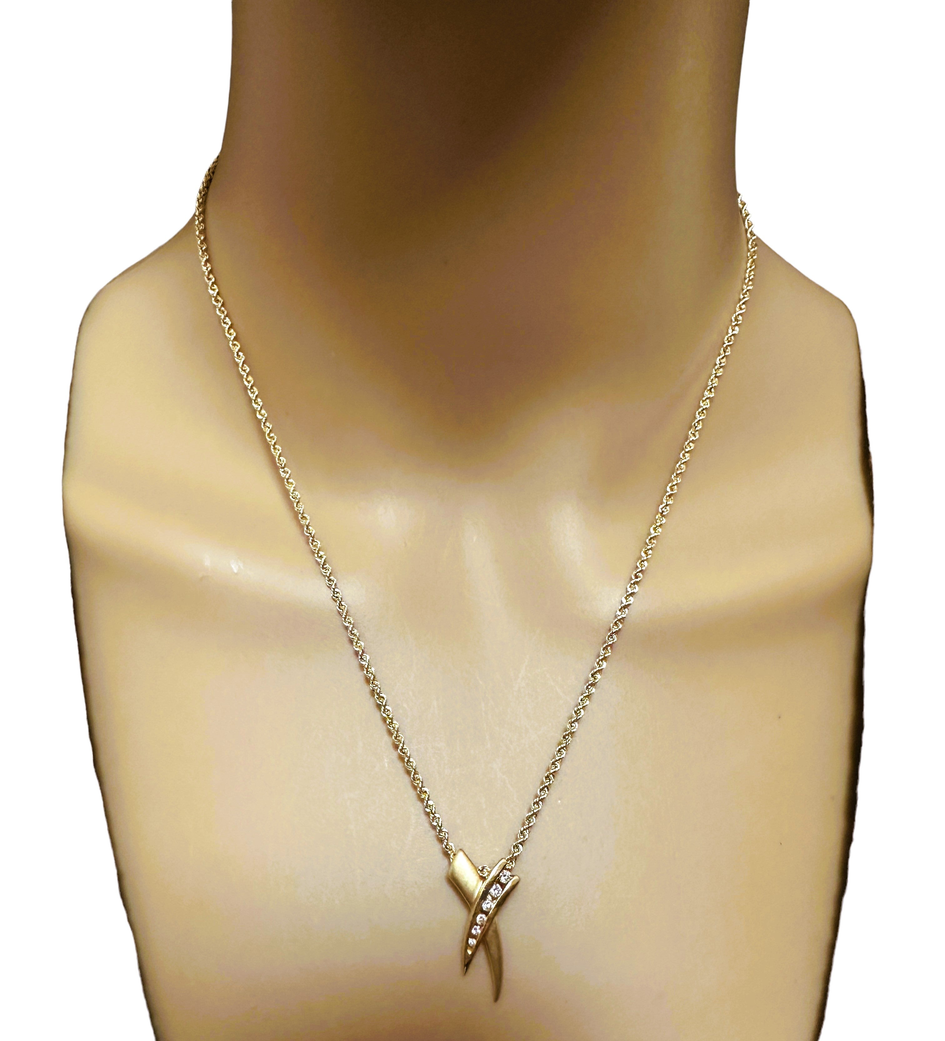 14k Yellow Gold Diamond Slide Pendant with 14k Gold Chain 18" - Stamped For Sale