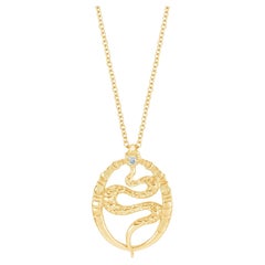 14k Yellow Gold & Diamond Snake Talisman Necklace