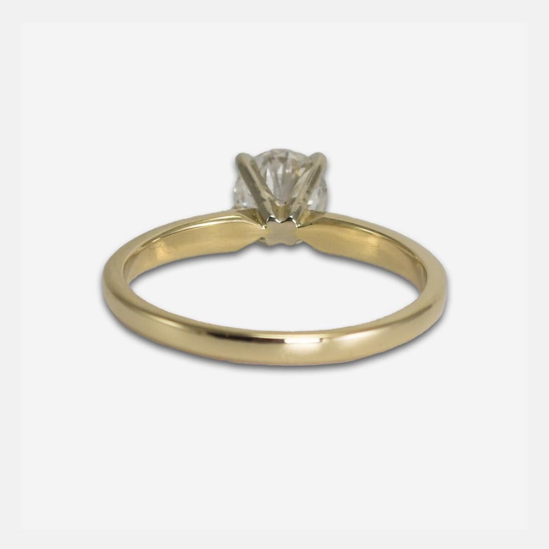 14K Yellow Gold Diamond Solitaire Engagement Ring 0.57ct In Excellent Condition For Sale In Laguna Beach, CA