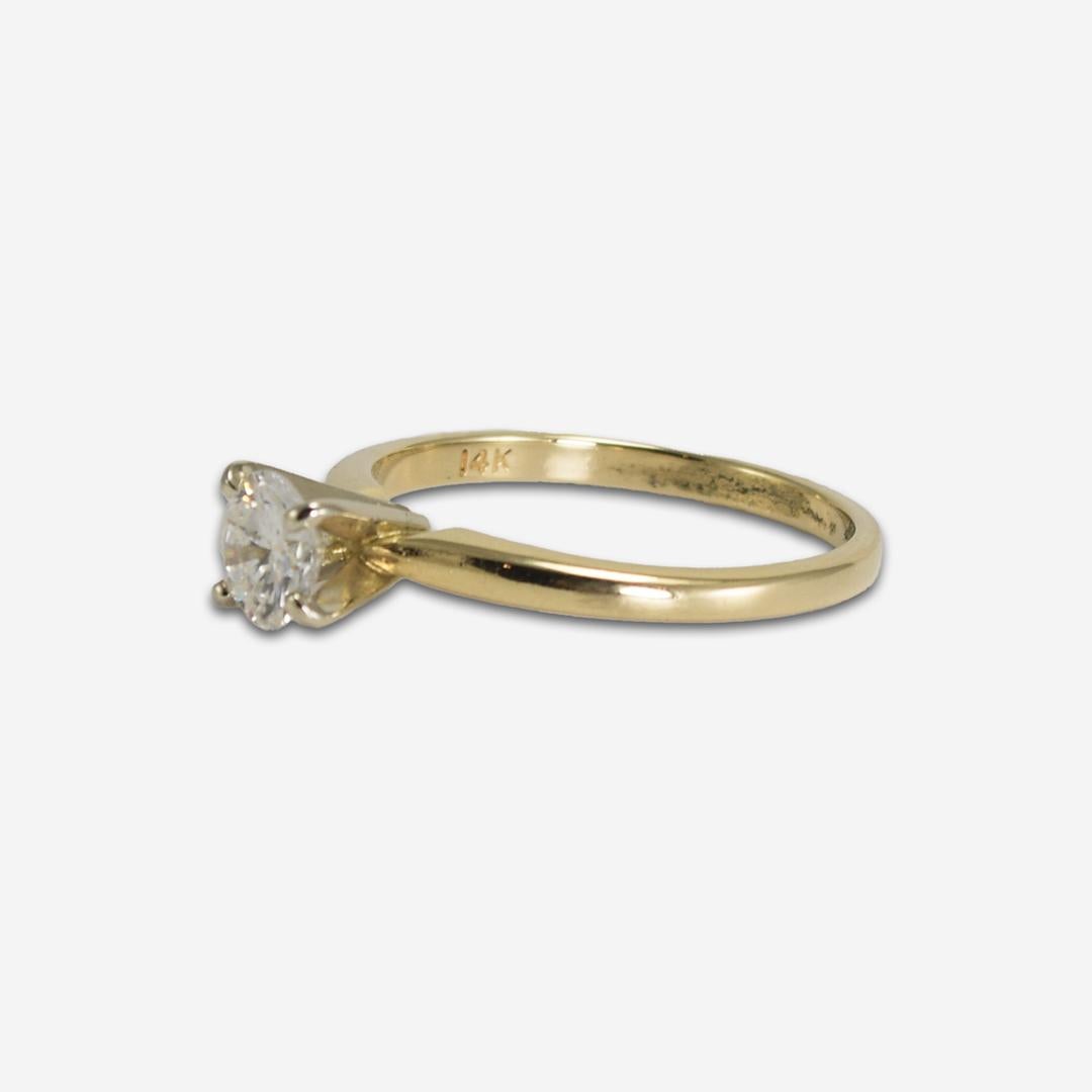 14K Yellow Gold Diamond Solitaire Engagement Ring 0.57ct For Sale 1
