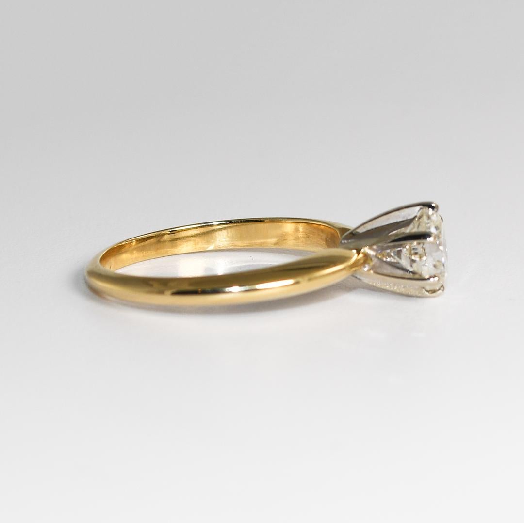 14 Karat Gelbgold Diamant Solitär Verlobungsring 1,00 Karat (Rundschliff) im Angebot