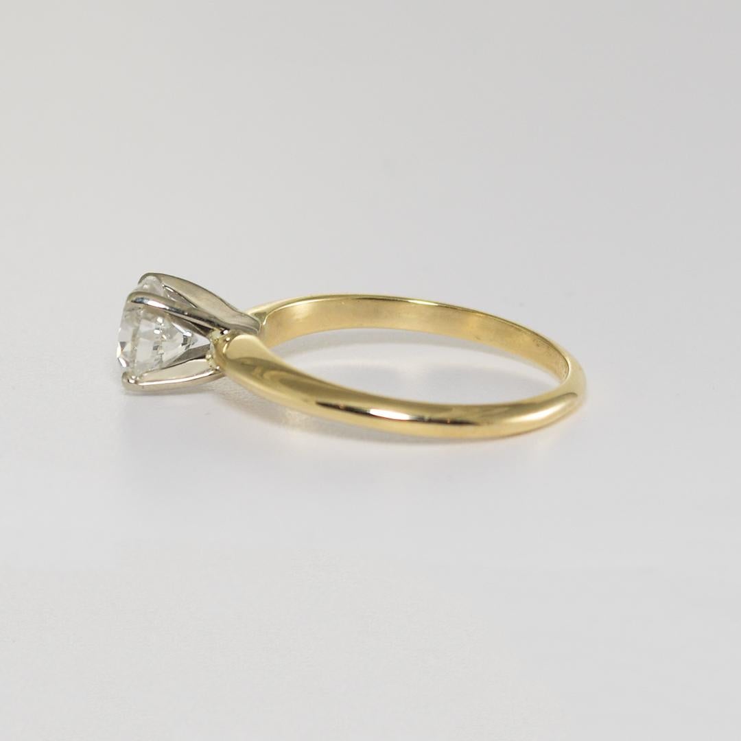 Bague de fiançailles solitaire en or jaune 14 carats avec diamants 1,20 carat Excellent état - En vente à Laguna Beach, CA