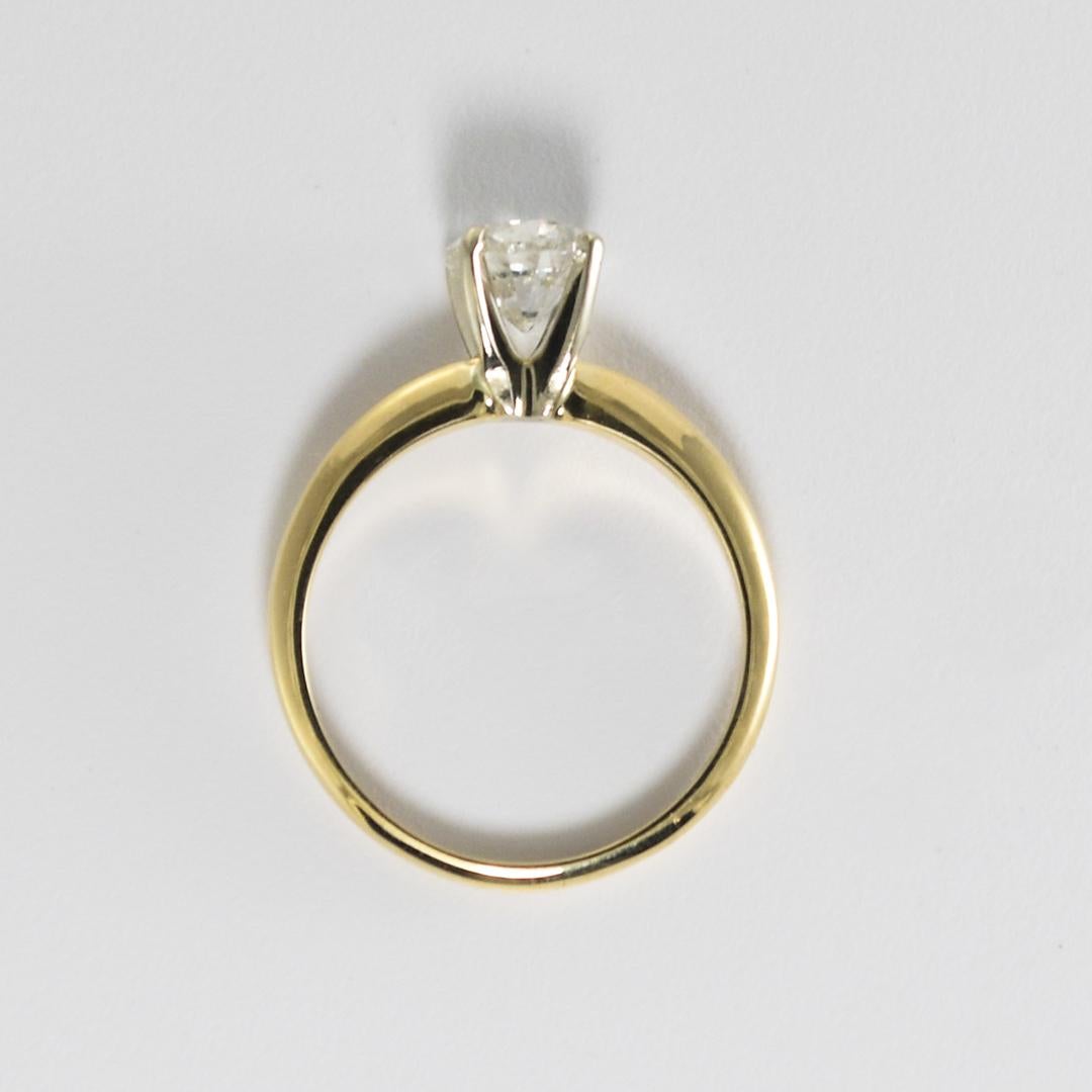 Bague de fiançailles solitaire en or jaune 14 carats avec diamants 1,20 carat en vente 1