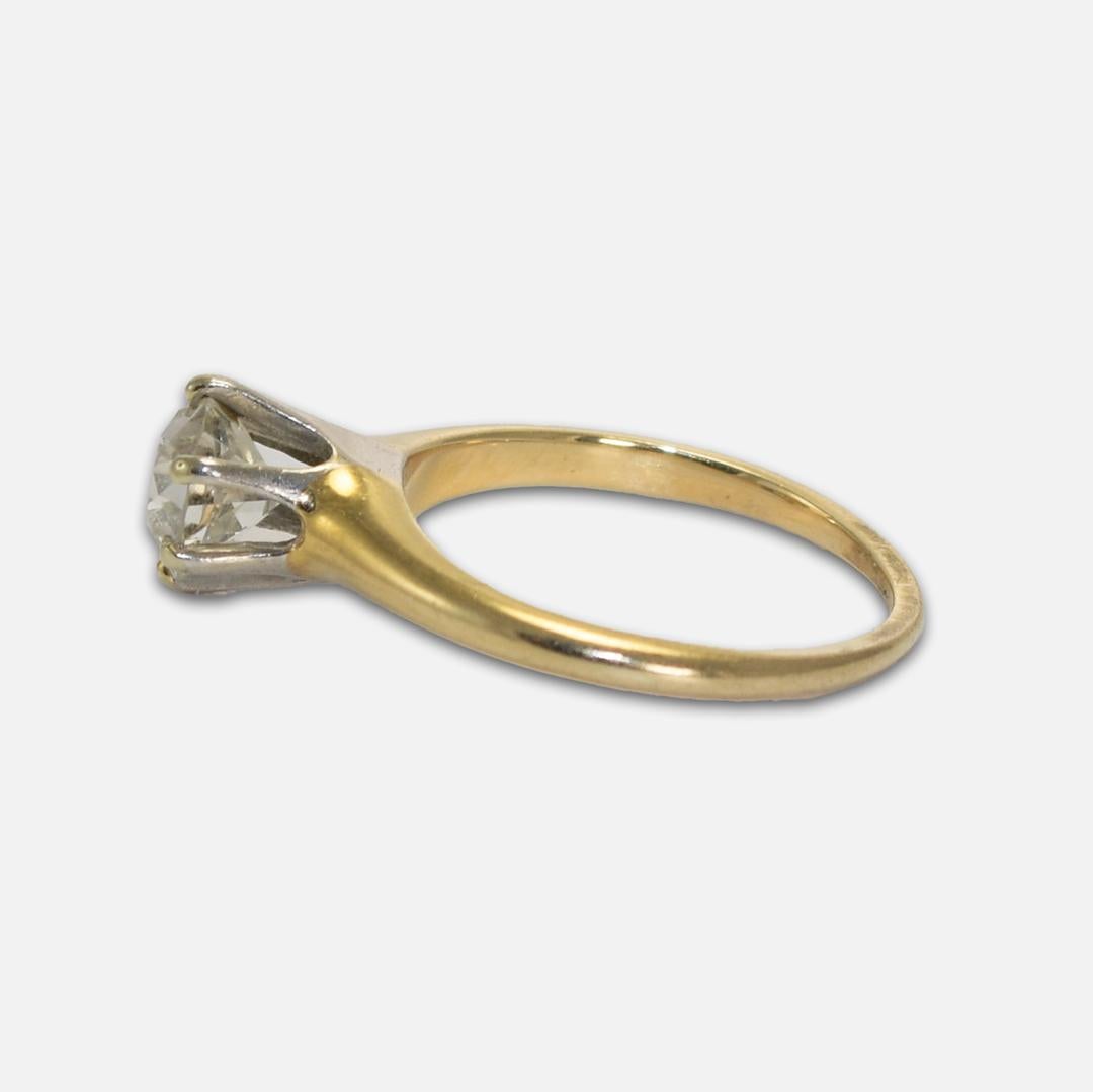 Femenino o masculino Anillo de compromiso solitario de diamantes en oro amarillo de 14 quilates en venta