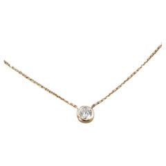 14k Yellow Gold 0.20 Carat Diamond Solitaire Necklace in Bezel Setting