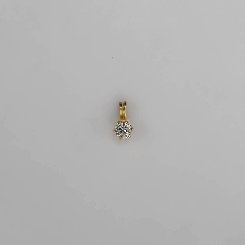 Brilliant Cut 14K Yellow Gold Diamond Solitaire Pendant, 0.44ct For Sale