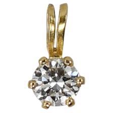 14K Yellow Gold Diamond Solitaire Pendant, 0.44ct For Sale