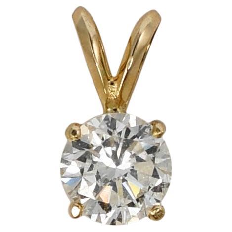 14K Yellow Gold Diamond Solitaire Pendant, 1.04ct For Sale