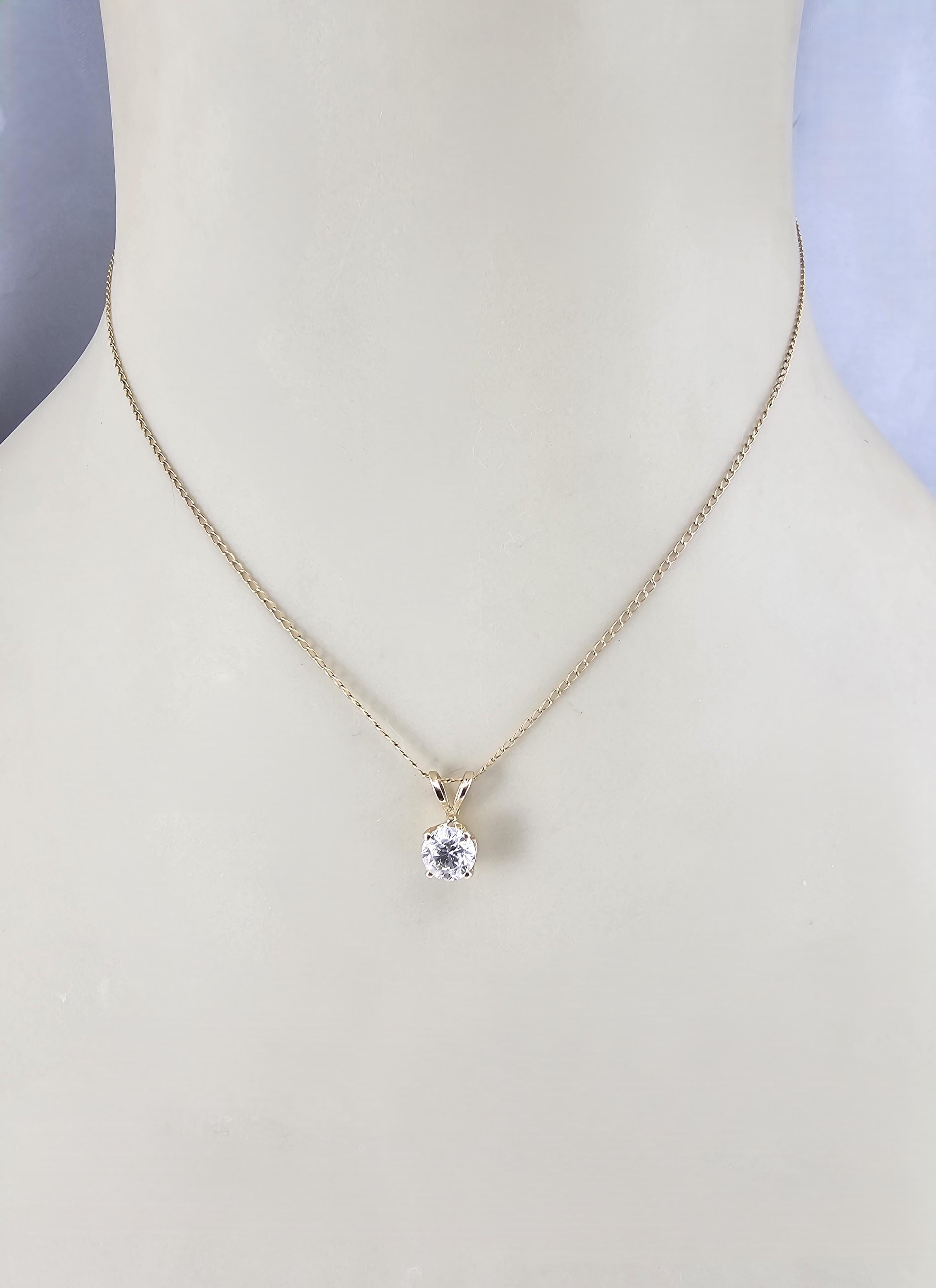 Pendentif solitaire en or jaune 14K avec diamant #23884 en vente 1