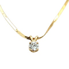 14K Yellow Gold Diamond Solitaire Pendant