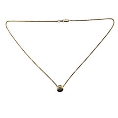 14K Yellow Gold Diamond Solitaire Pendant Necklace #16042