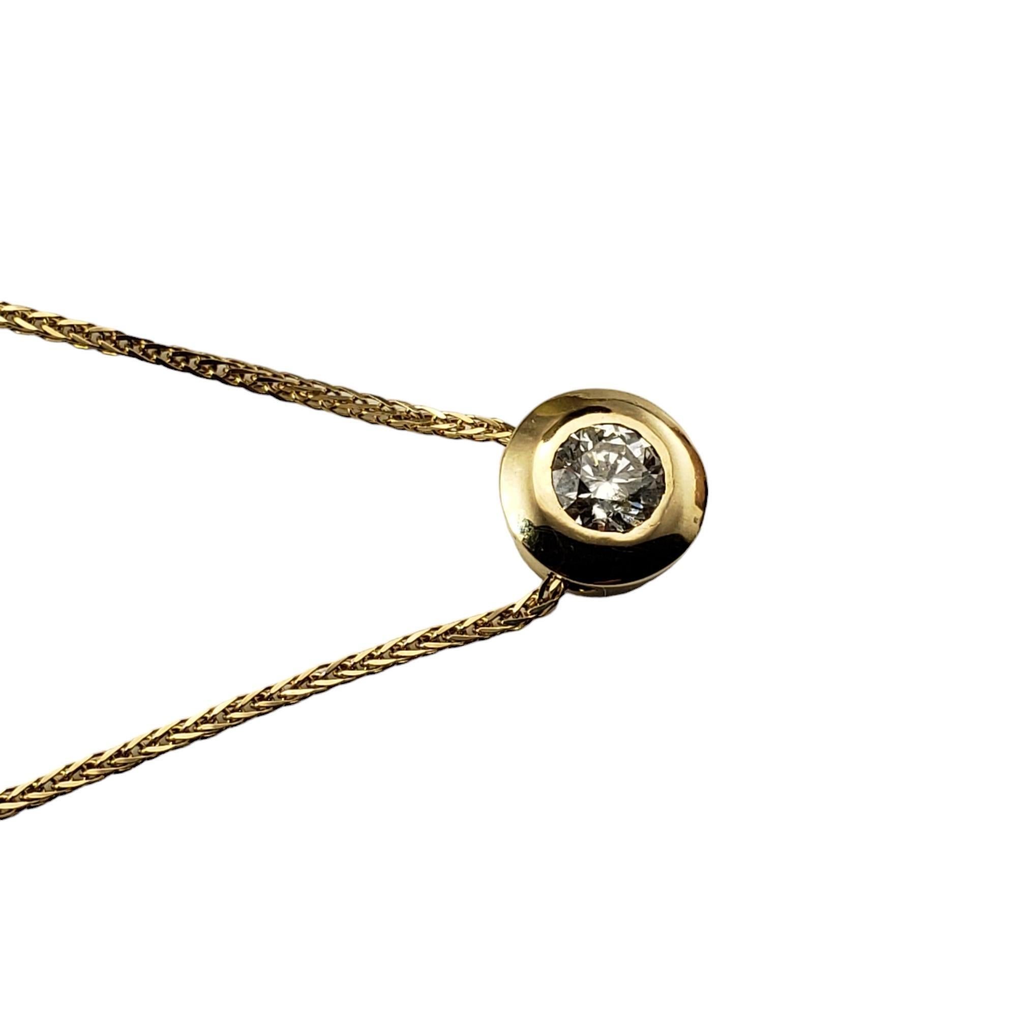 14K Gelbgold Diamant Solitär-Halskette mit Anhänger #16042 im Zustand „Gut“ im Angebot in Washington Depot, CT