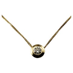 14K Gelbgold Diamant Solitär-Halskette mit Anhänger #16042