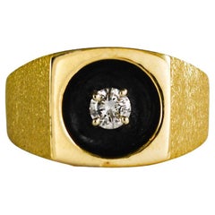 Retro 14K Yellow Gold Diamond Solitaire Ring 0.25 ct