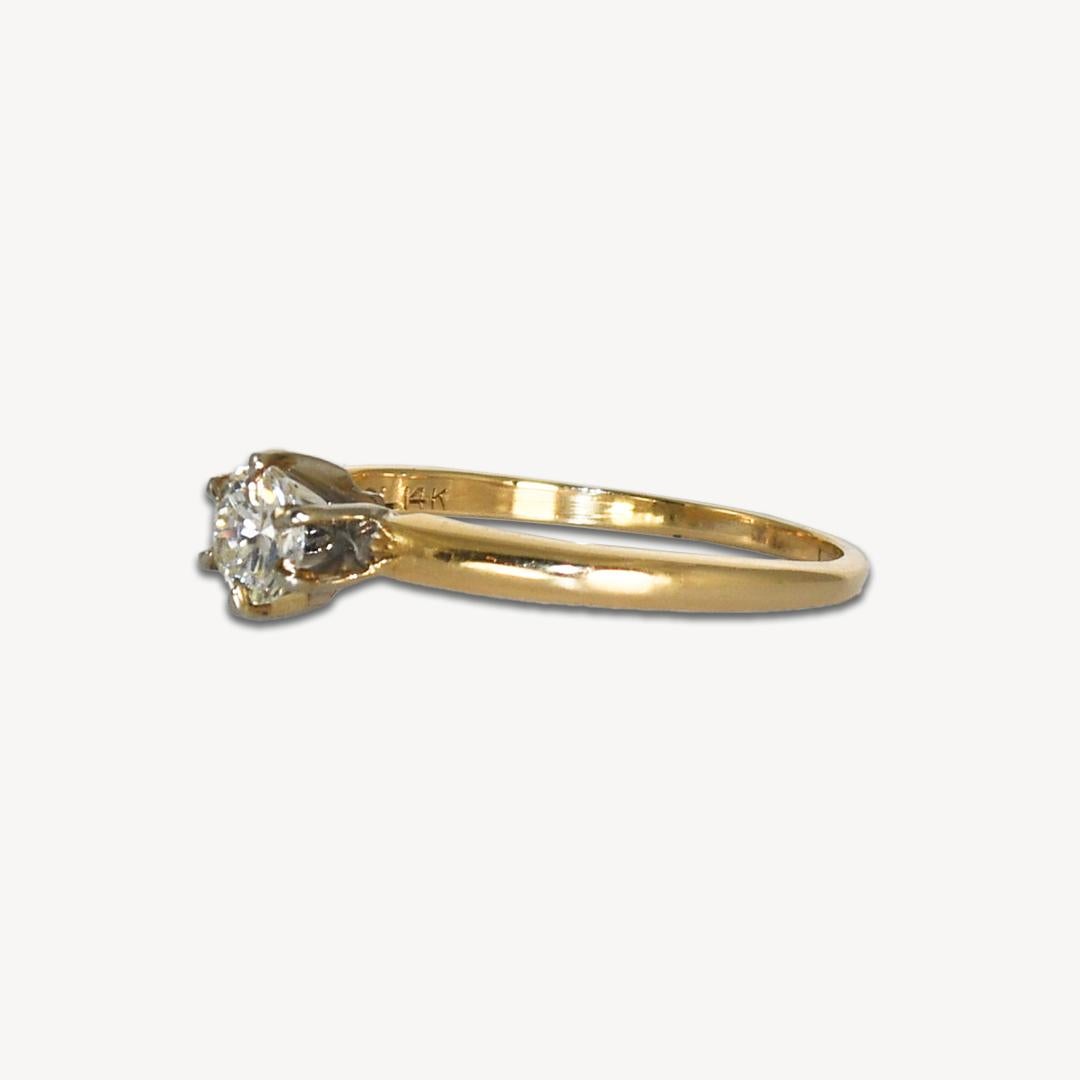 14K Yellow Gold Diamond Solitaire Ring 0.35ct For Sale 1