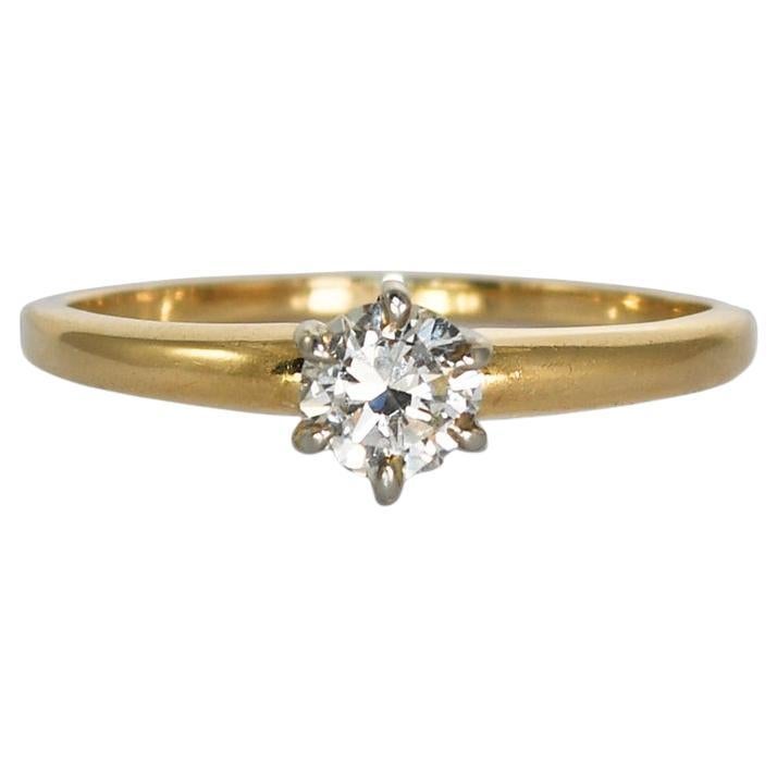 14K Yellow Gold Diamond Solitaire Ring 0.35ct