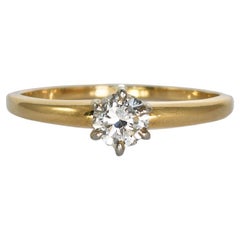 Bague solitaire en or jaune 14 carats avec diamants 0,35 carat