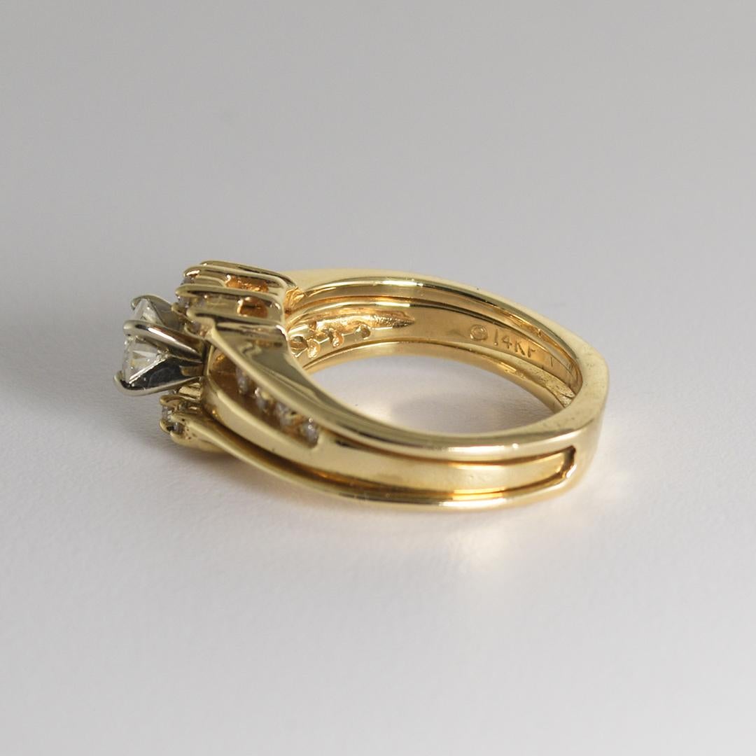 Bague solitaire en or jaune 14 carats avec diamants 0,60 carat Unisexe en vente