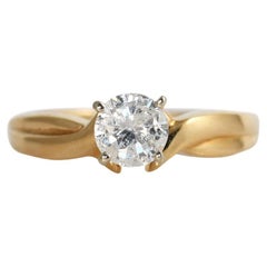 14K Yellow Gold Diamond Solitaire Ring .38ct 2.2g G Color I1 Clarity