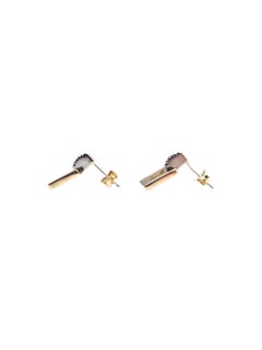 Boucles d'oreilles en forme de heurtoir de porte carré en or jaune 14 carats serti de diamants #25419